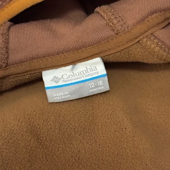 Columbia Brown Bear Fleece Kids Outerwear One Piece Fold Over Hands & Feet 12-18 - Picture 6 of 8